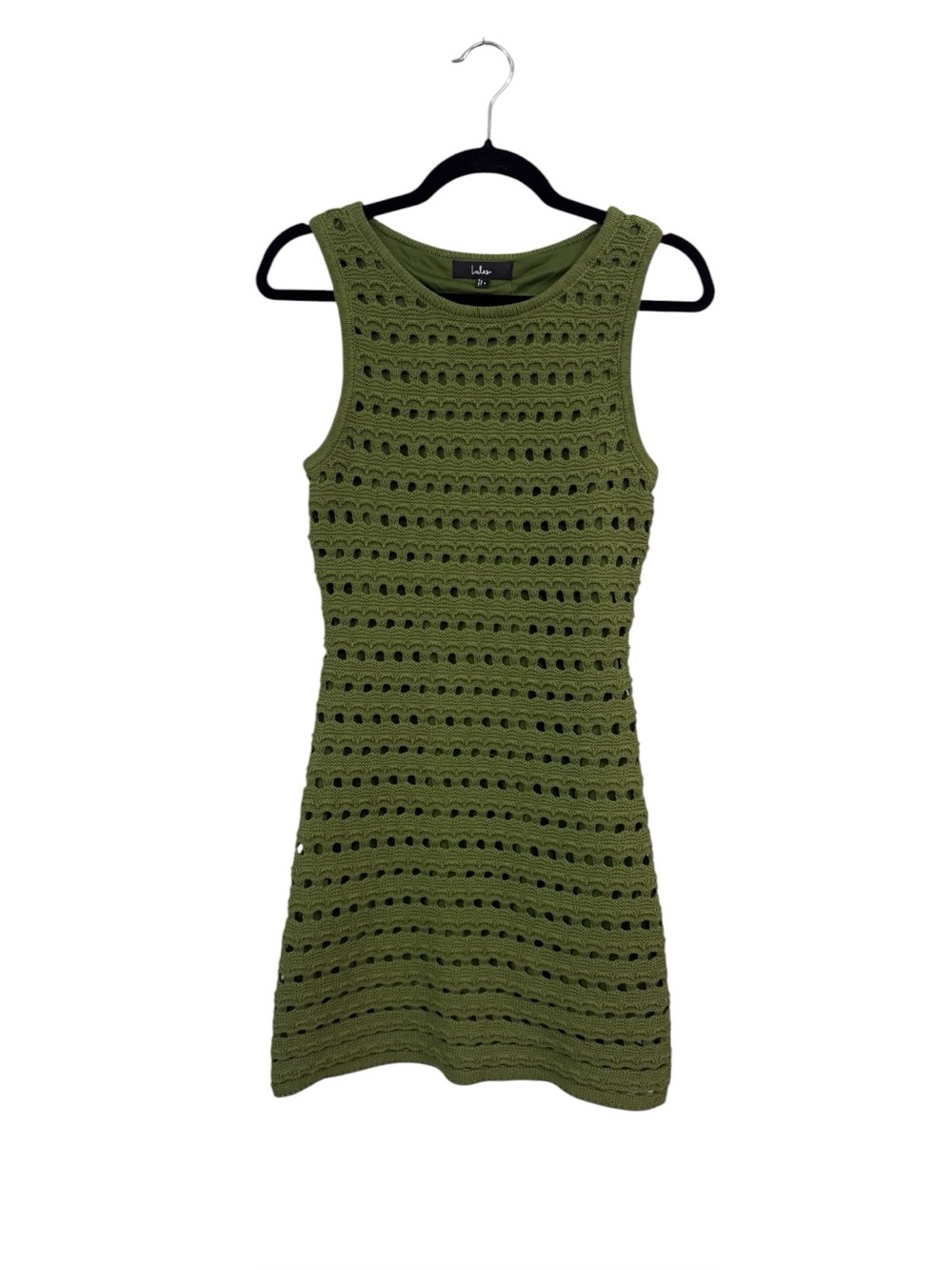 Lulus NEW Women's Small Attracted to You Olive Green Crochet Mini Dress Summer